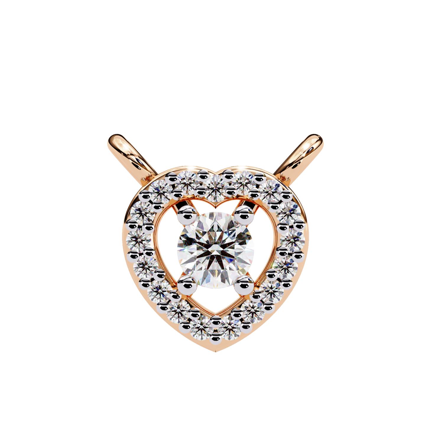 0.20 CTW Heart Halo Round Lab-Grown Diamond Necklace in 14K Gold & Platinum