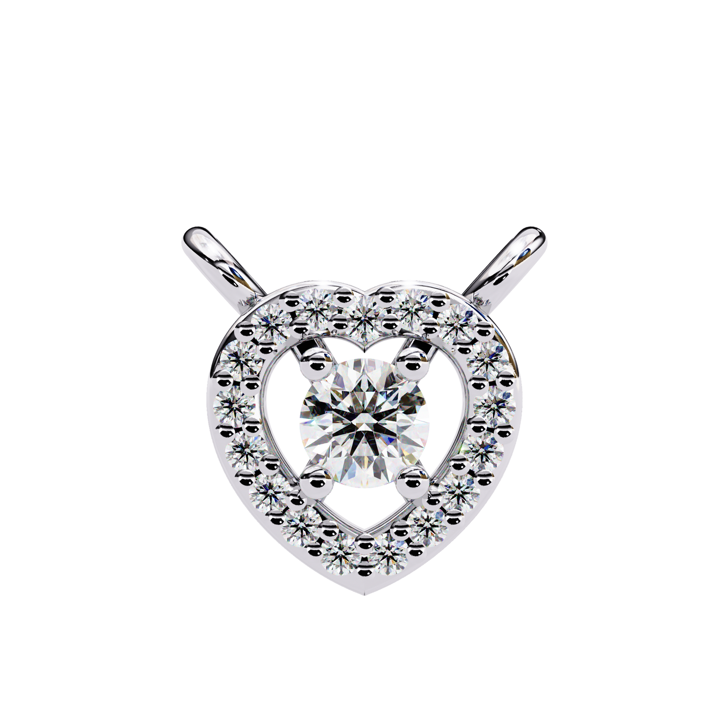 0.20 CTW Heart Halo Round Lab-Grown Diamond Necklace in 14K Gold & Platinum