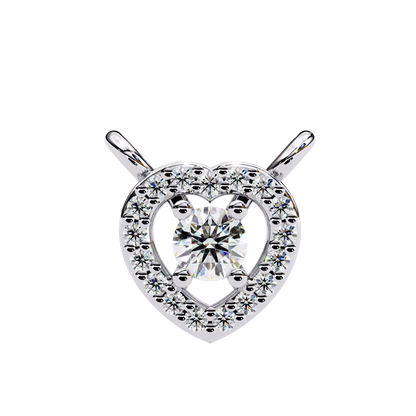 0.20 CTW Heart Halo Round Lab-Grown Diamond Necklace in 14K Gold & Platinum