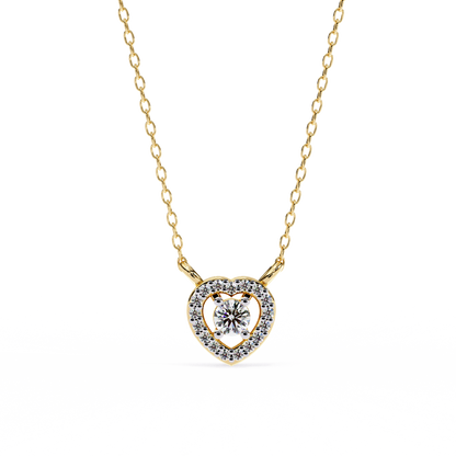 0.20 CTW Heart Halo Round Lab-Grown Diamond Necklace in 14K Gold & Platinum