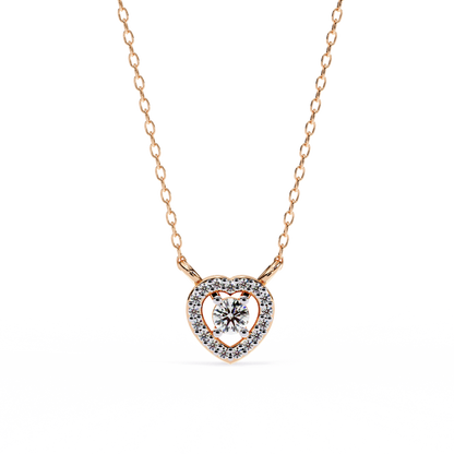 0.20 CTW Heart Halo Round Lab-Grown Diamond Necklace in 14K Gold & Platinum