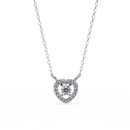 0.20 CTW Heart Halo Round Lab-Grown Diamond Necklace in 14K Gold & Platinum