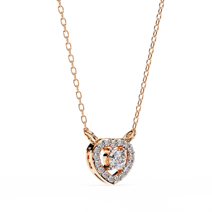 0.20 CTW Heart Halo Round Lab-Grown Diamond Necklace in 14K Gold & Platinum