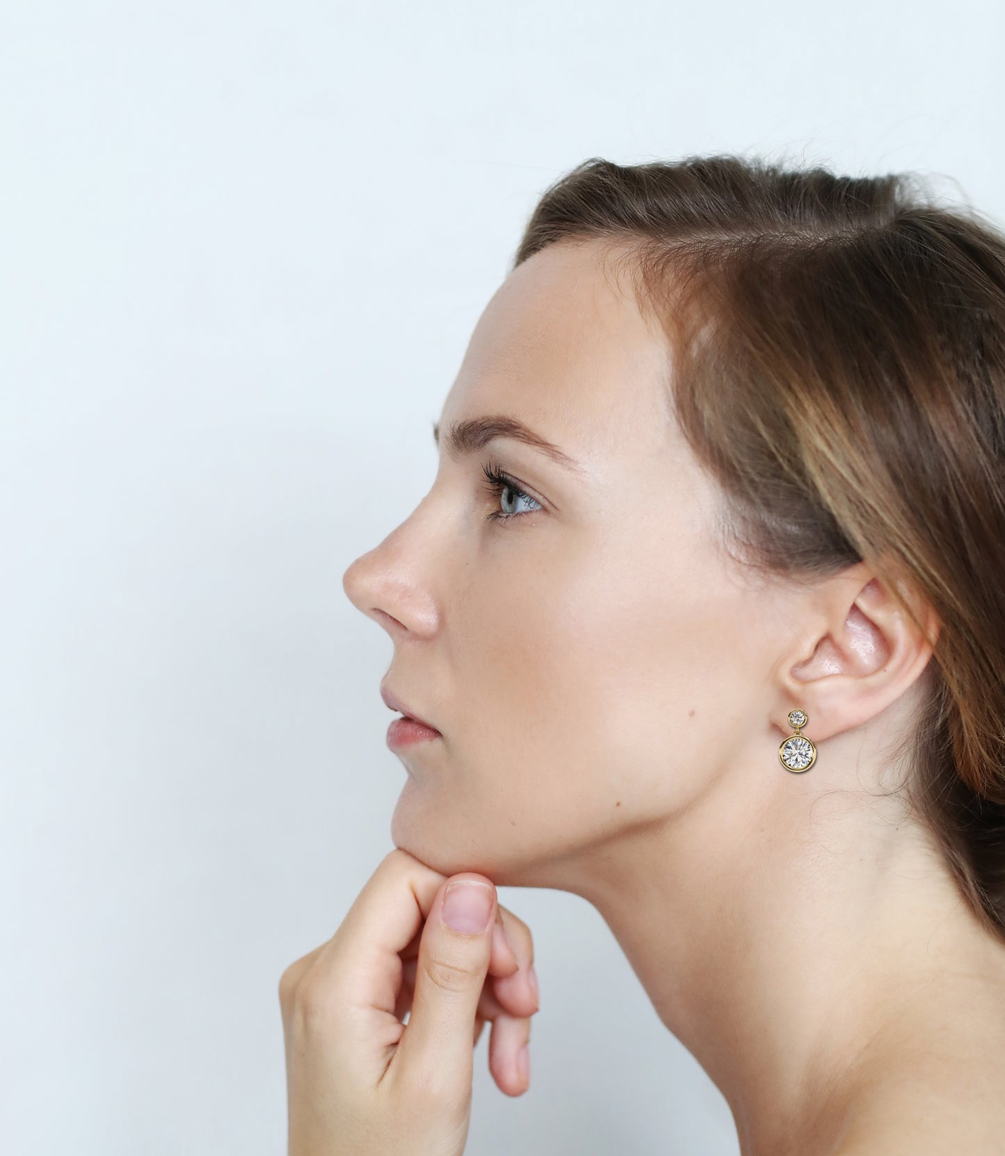 1.83 CTW Round Lab-Grown Diamond Bezel Drop Earrings in 14K Gold
