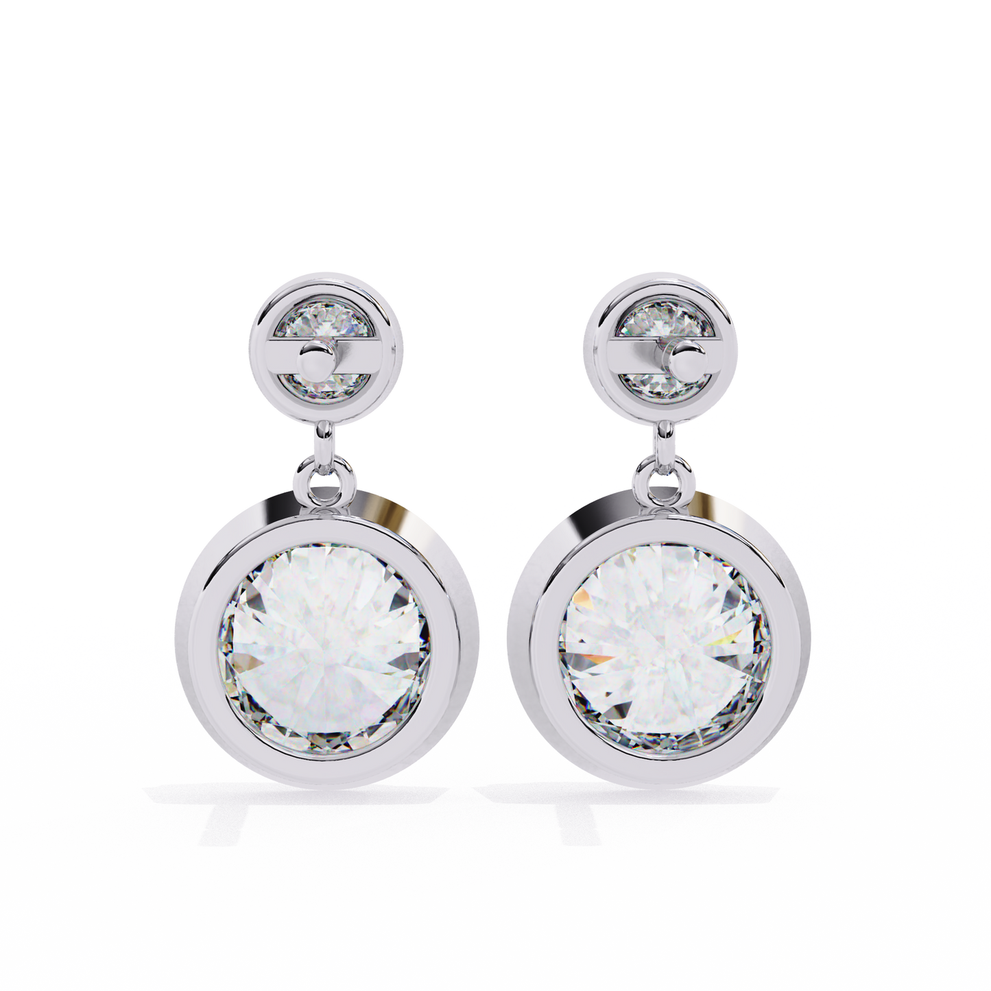 1.83 CTW Round Lab-Grown Diamond Bezel Drop Earrings in 14K Gold