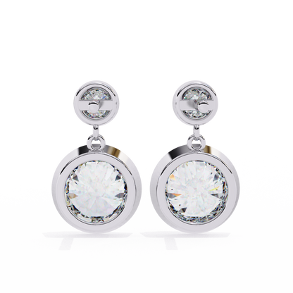 1.83 CTW Round Lab-Grown Diamond Bezel Drop Earrings in 14K Gold