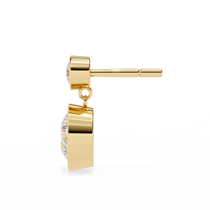 1.83 CTW Round Lab-Grown Diamond Bezel Drop Earrings in 14K Gold