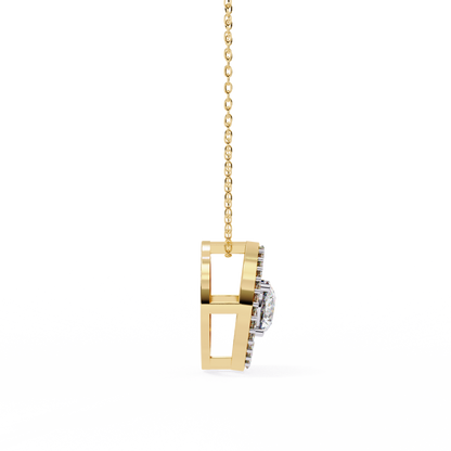 0.60 CTW Marquise Outline Halo Round Lab-Grown Diamond Necklace in 14K Gold & Platinum