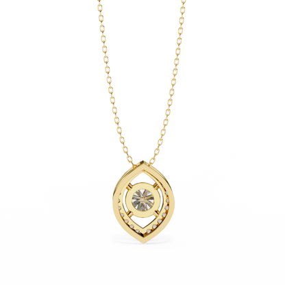 0.60 CTW Marquise Outline Halo Round Lab-Grown Diamond Necklace in 14K Gold & Platinum