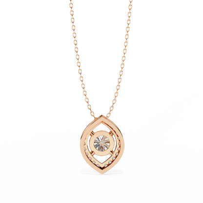 0.60 CTW Marquise Outline Halo Round Lab-Grown Diamond Necklace in 14K Gold & Platinum