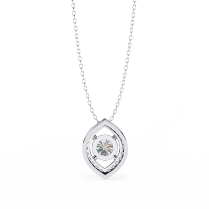 0.60 CTW Marquise Outline Halo Round Lab-Grown Diamond Necklace in 14K Gold & Platinum