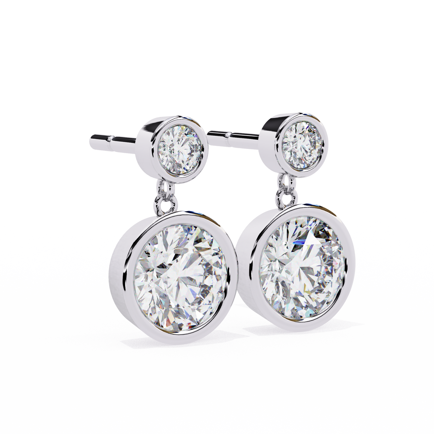1.83 CTW Round Lab-Grown Diamond Bezel Drop Earrings in 14K Gold