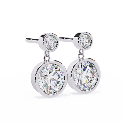 1.83 CTW Round Lab-Grown Diamond Bezel Drop Earrings in 14K Gold