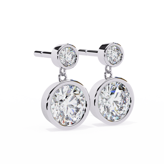 1.83 CTW Round Lab-Grown Diamond Bezel Drop Earrings in 14K Gold