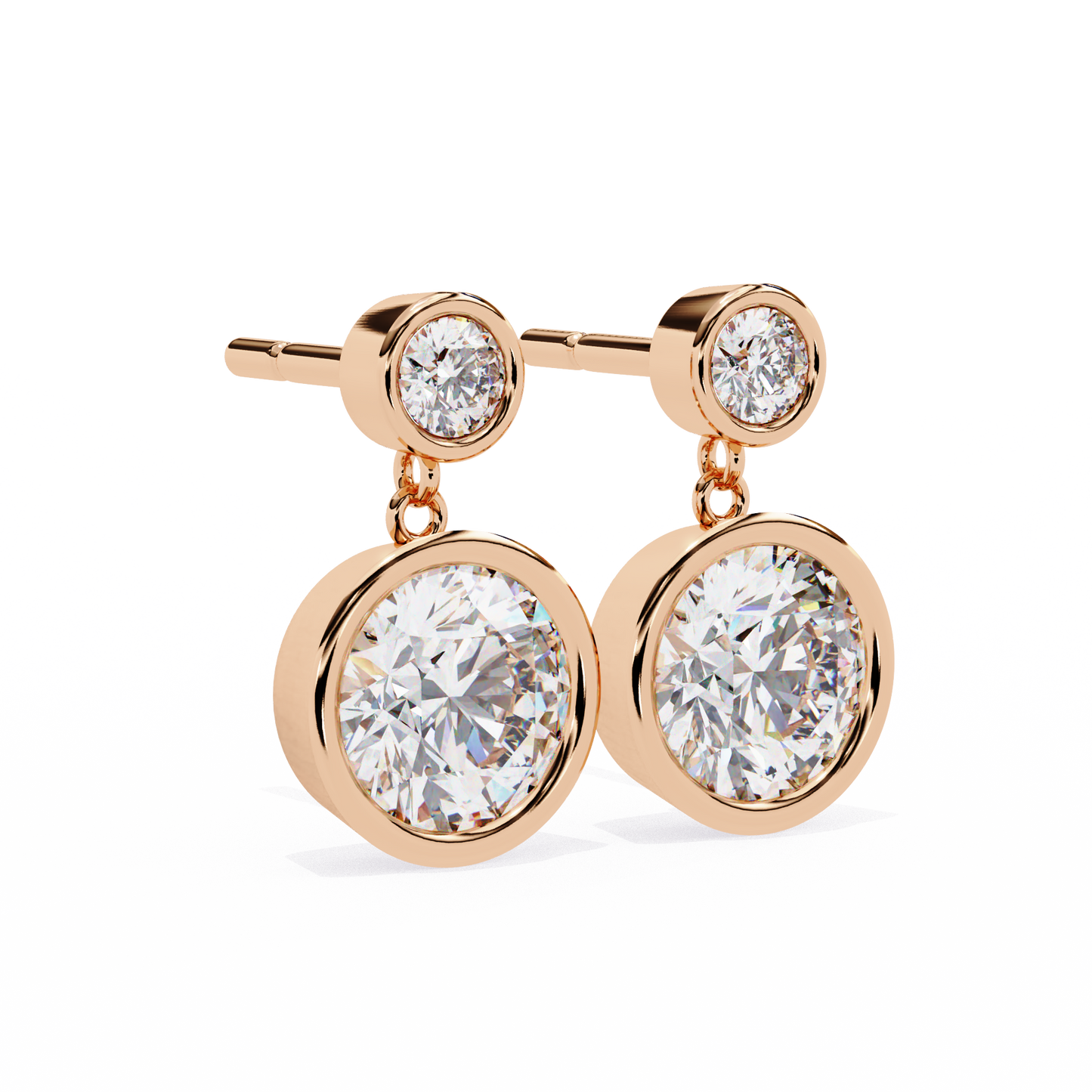 1.83 CTW Round Lab-Grown Diamond Bezel Drop Earrings in 14K Gold
