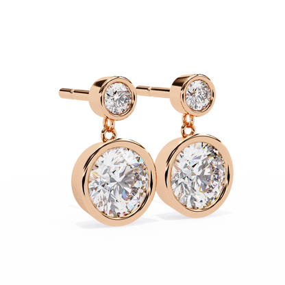 1.83 CTW Round Lab-Grown Diamond Bezel Drop Earrings in 14K Gold