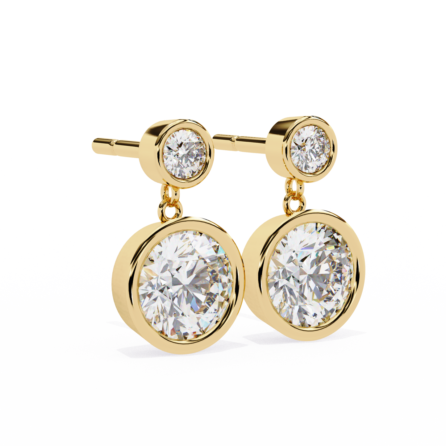 1.83 CTW Round Lab-Grown Diamond Bezel Drop Earrings in 14K Gold