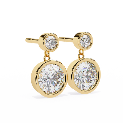 1.83 CTW Round Lab-Grown Diamond Bezel Drop Earrings in 14K Gold