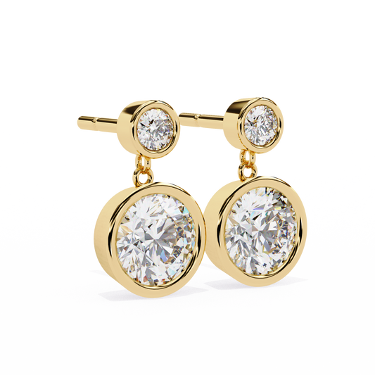 1.83 CTW Round Lab-Grown Diamond Bezel Drop Earrings in 14K Gold