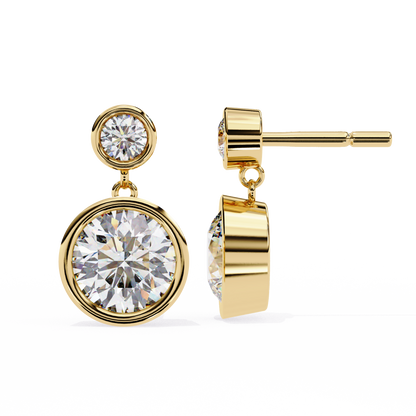 1.83 CTW Round Lab-Grown Diamond Bezel Drop Earrings in 14K Gold