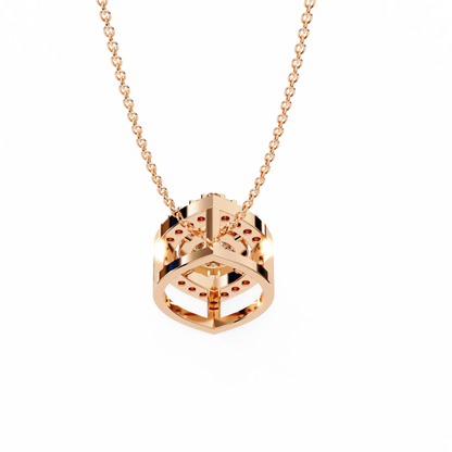 0.60 CTW Marquise Outline Halo Round Lab-Grown Diamond Necklace in 14K Gold & Platinum