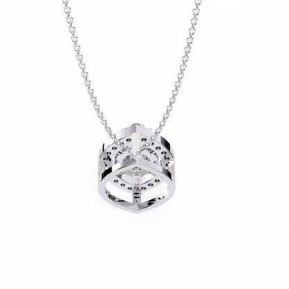 0.60 CTW Marquise Outline Halo Round Lab-Grown Diamond Necklace in 14K Gold & Platinum