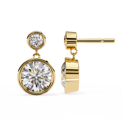 1.83 CTW Round Lab-Grown Diamond Bezel Drop Earrings in 14K Gold