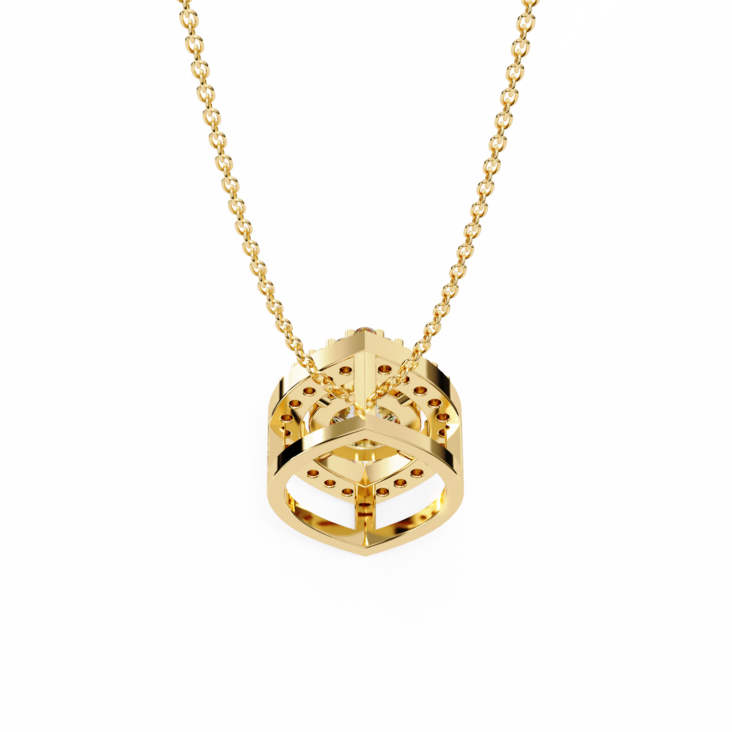0.60 CTW Marquise Outline Halo Round Lab-Grown Diamond Necklace in 14K Gold & Platinum
