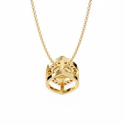 0.60 CTW Marquise Outline Halo Round Lab-Grown Diamond Necklace in 14K Gold & Platinum