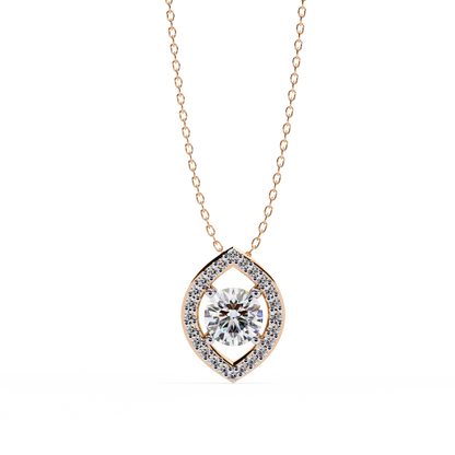 0.60 CTW Marquise Outline Halo Round Lab-Grown Diamond Necklace in 14K Gold & Platinum