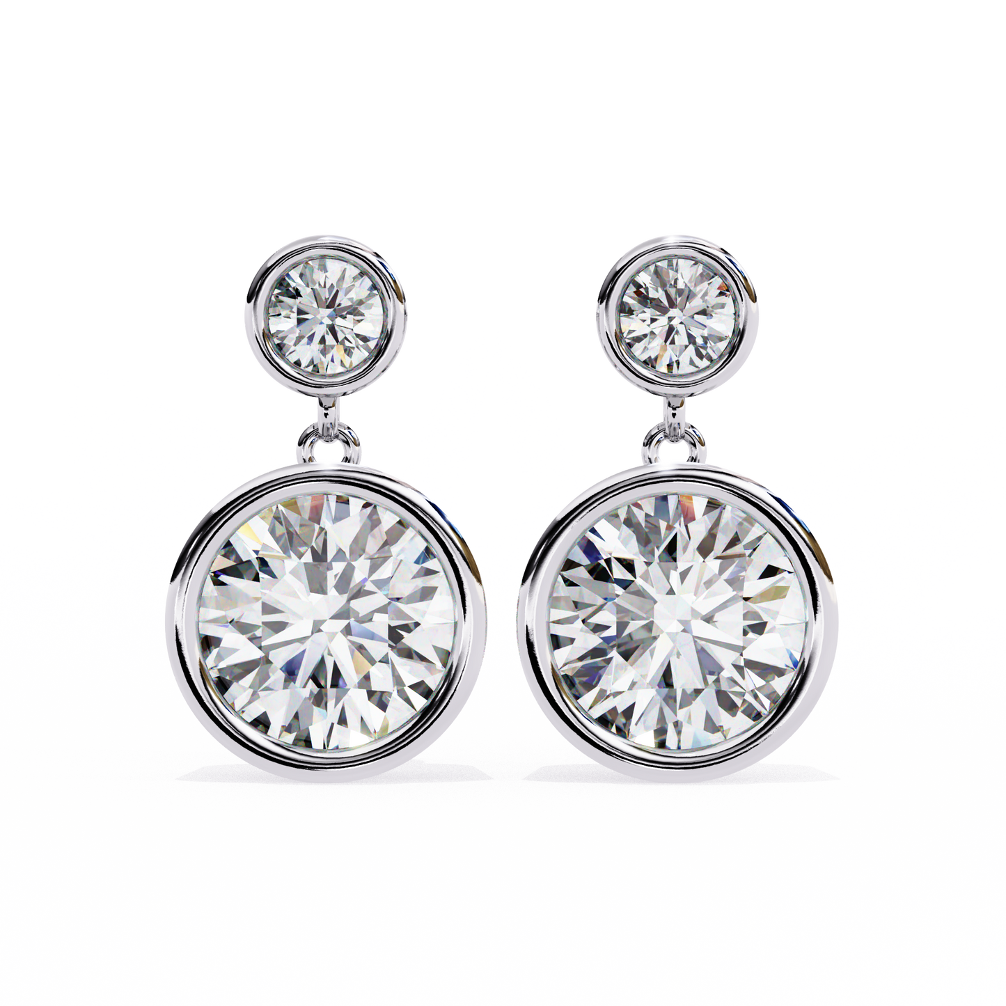 1.83 CTW Round Lab-Grown Diamond Bezel Drop Earrings in 14K Gold