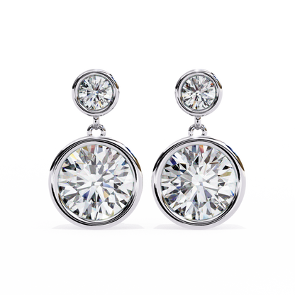 1.83 CTW Round Lab-Grown Diamond Bezel Drop Earrings in 14K Gold