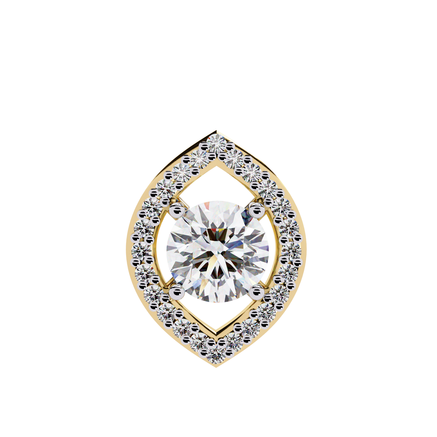 0.60 CTW Marquise Outline Halo Round Lab-Grown Diamond Necklace in 14K Gold & Platinum