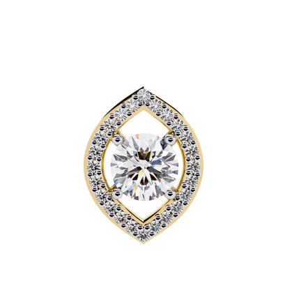 0.60 CTW Marquise Outline Halo Round Lab-Grown Diamond Necklace in 14K Gold & Platinum