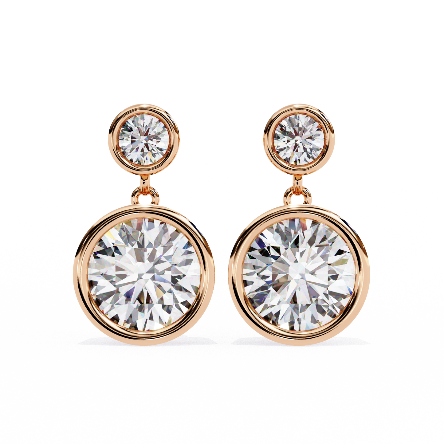 1.83 CTW Round Lab-Grown Diamond Bezel Drop Earrings in 14K Gold