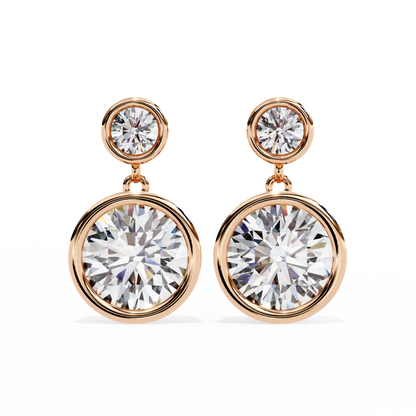 1.83 CTW Round Lab-Grown Diamond Bezel Drop Earrings in 14K Gold