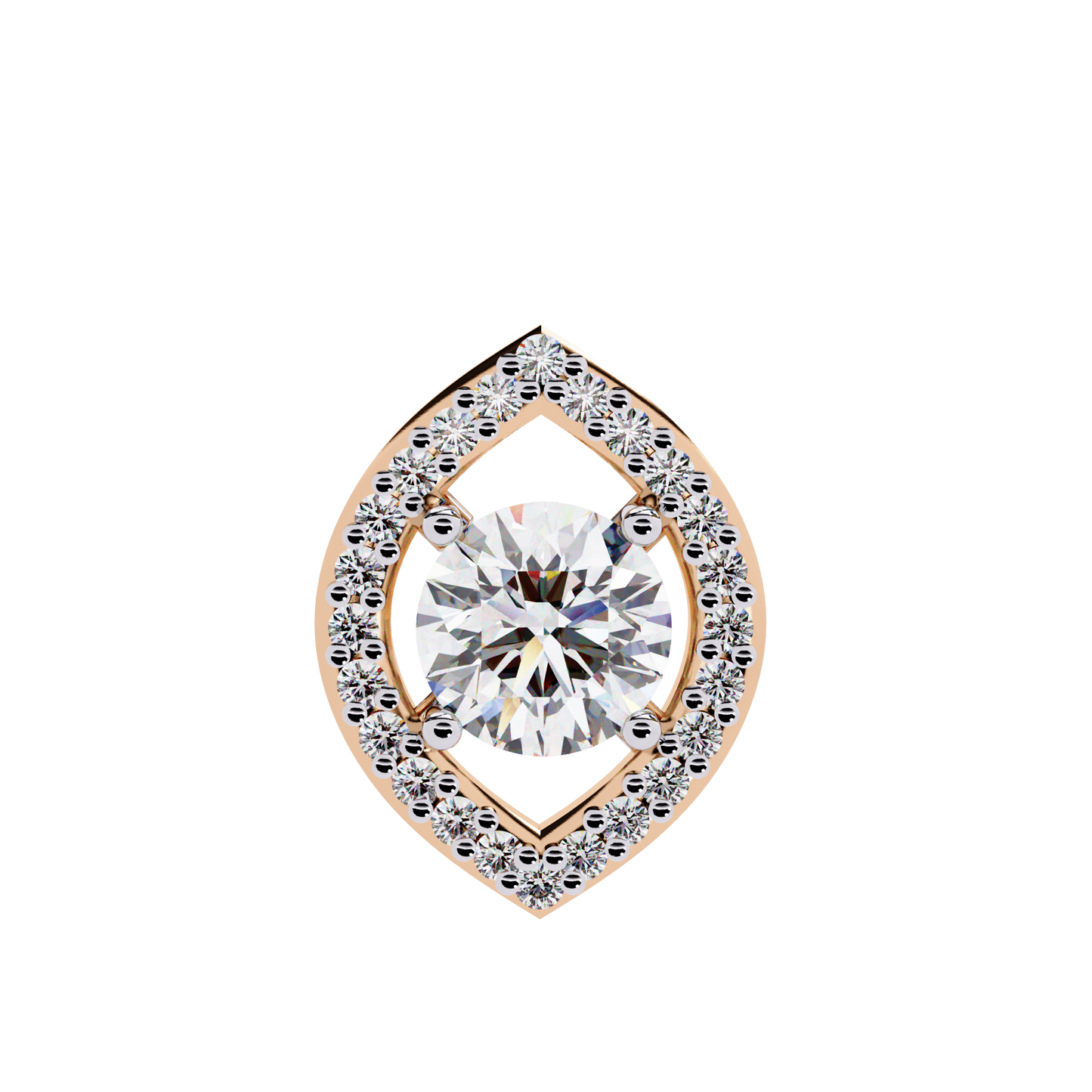 0.60 CTW Marquise Outline Halo Round Lab-Grown Diamond Necklace in 14K Gold & Platinum