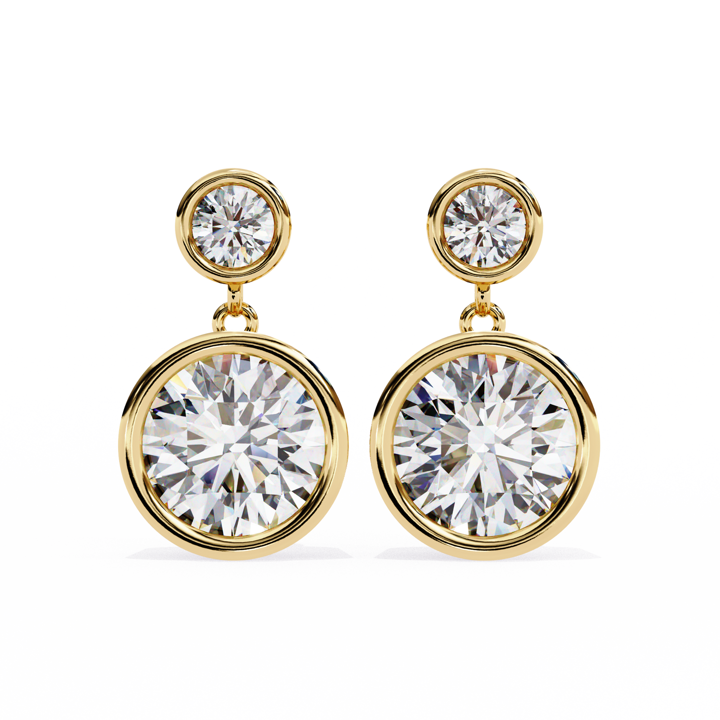 1.83 CTW Round Lab-Grown Diamond Bezel Drop Earrings in 14K Gold