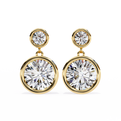 1.83 CTW Round Lab-Grown Diamond Bezel Drop Earrings in 14K Gold