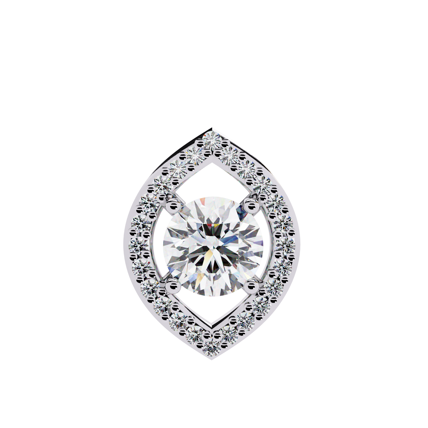 0.60 CTW Marquise Outline Halo Round Lab-Grown Diamond Necklace in 14K Gold & Platinum