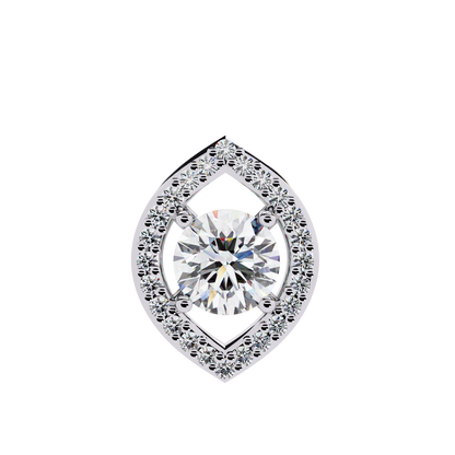 0.60 CTW Marquise Outline Halo Round Lab-Grown Diamond Necklace in 14K Gold & Platinum