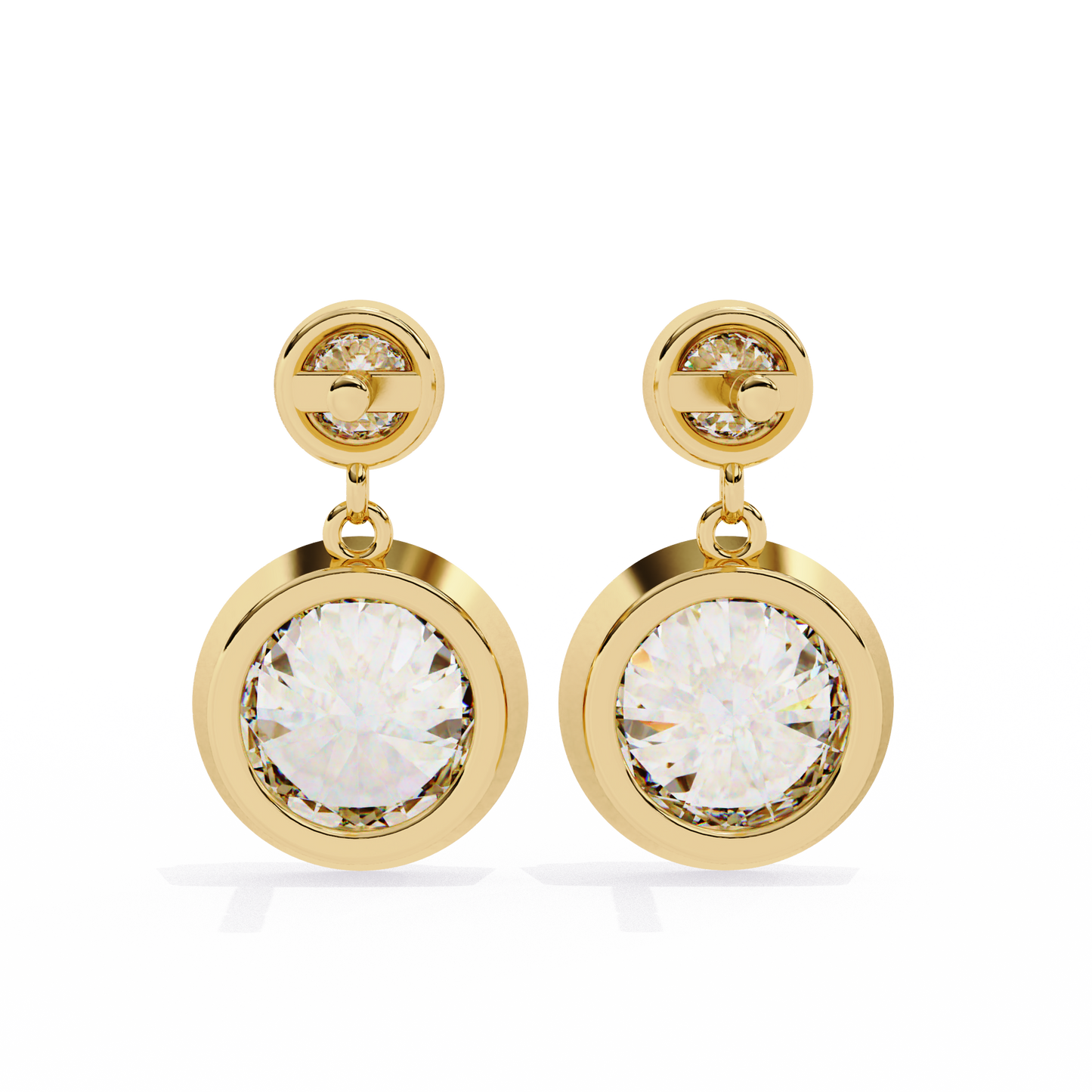 1.83 CTW Round Lab-Grown Diamond Bezel Drop Earrings in 14K Gold