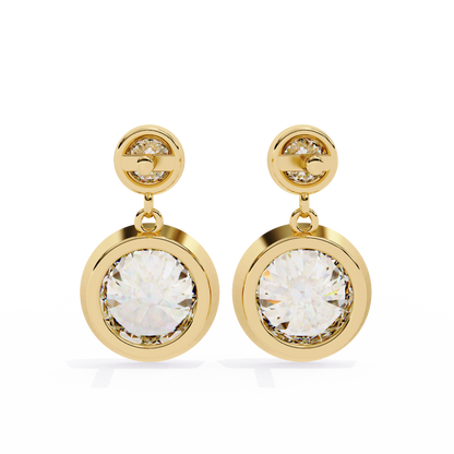 1.83 CTW Round Lab-Grown Diamond Bezel Drop Earrings in 14K Gold