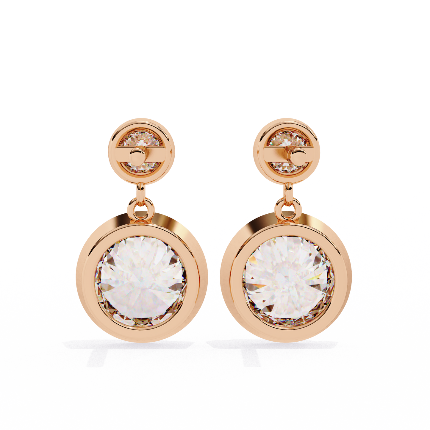 1.83 CTW Round Lab-Grown Diamond Bezel Drop Earrings in 14K Gold