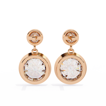 1.83 CTW Round Lab-Grown Diamond Bezel Drop Earrings in 14K Gold