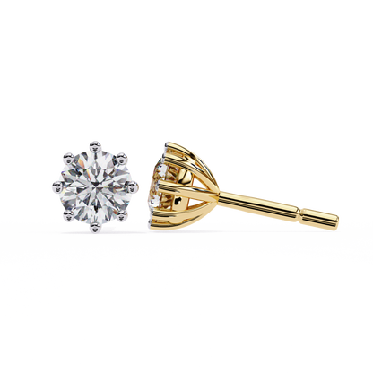 2.57 CTW Round Lab-Grown Diamond Eight-Prong Basket Stud Earrings in 14K Gold