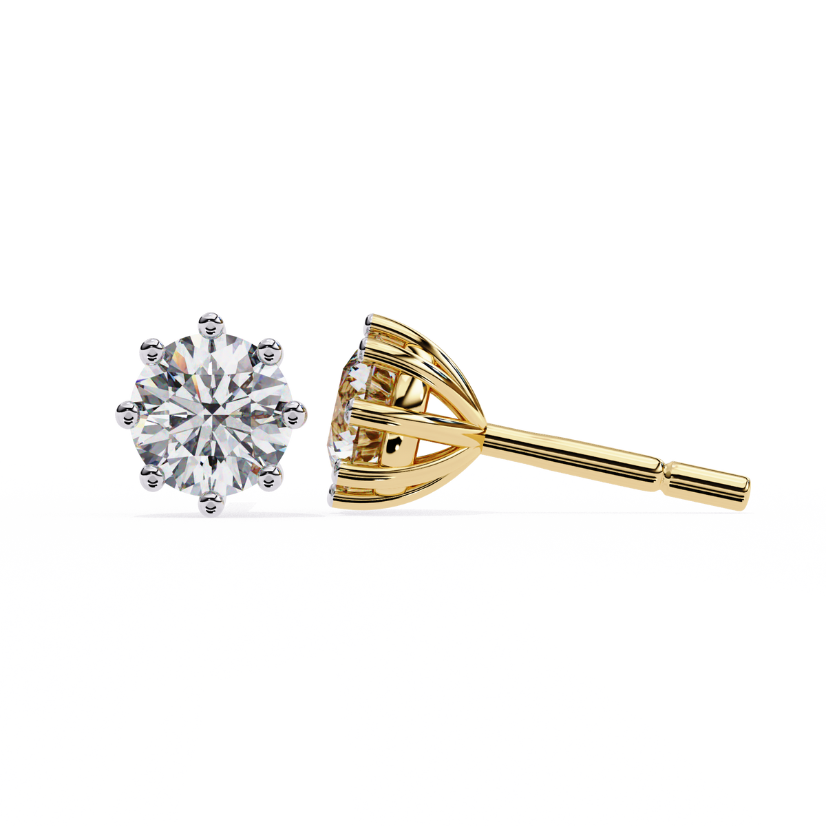 Classic Round Eight-Prong Basket Stud Earrings — product image 2