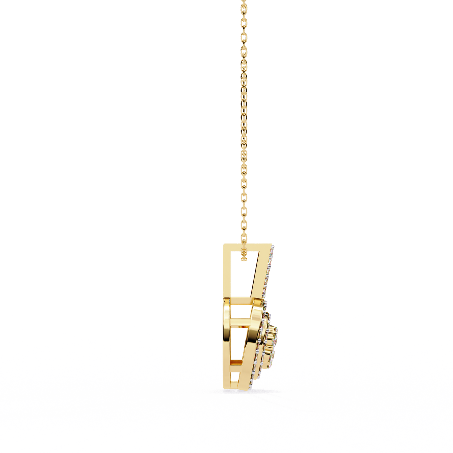0.10 CTW Concentric Round Lab-Grown Diamond Disc Pendant Necklace in 14K Gold & Platinum