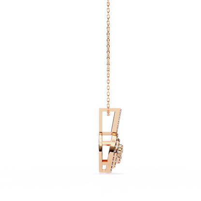 0.10 CTW Concentric Round Lab-Grown Diamond Disc Pendant Necklace in 14K Gold & Platinum