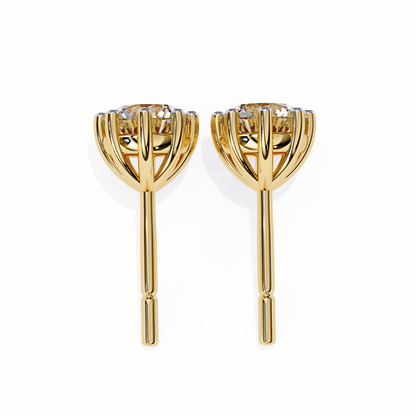 2.57 CTW Round Lab-Grown Diamond Eight-Prong Basket Stud Earrings in 14K Gold